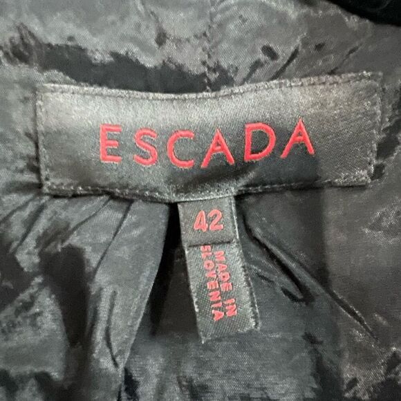 Escada Black Pinstriped Two Button Closure Blazer 42 12 L - Picture 4 of 13